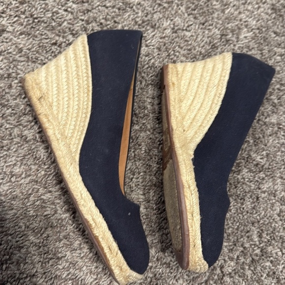 J. Crew Women's Navy Blue Wedges shoes size 7 1/2 - Picture 6 of 8